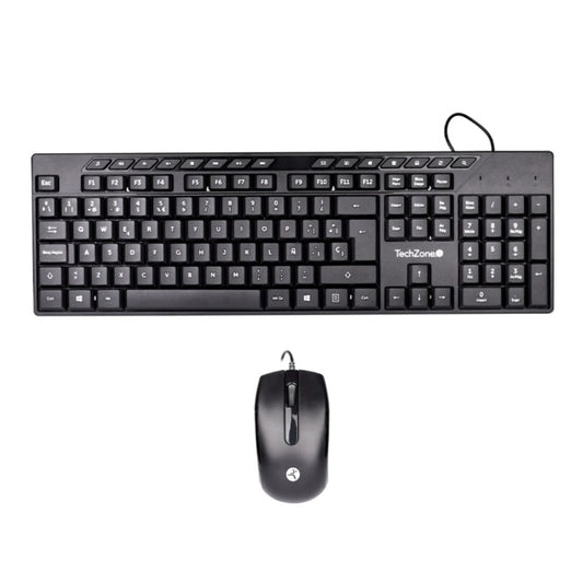 Kit teclado y mouse Techzone alamnbrico Negro basico Compatible con Windows y MacOS