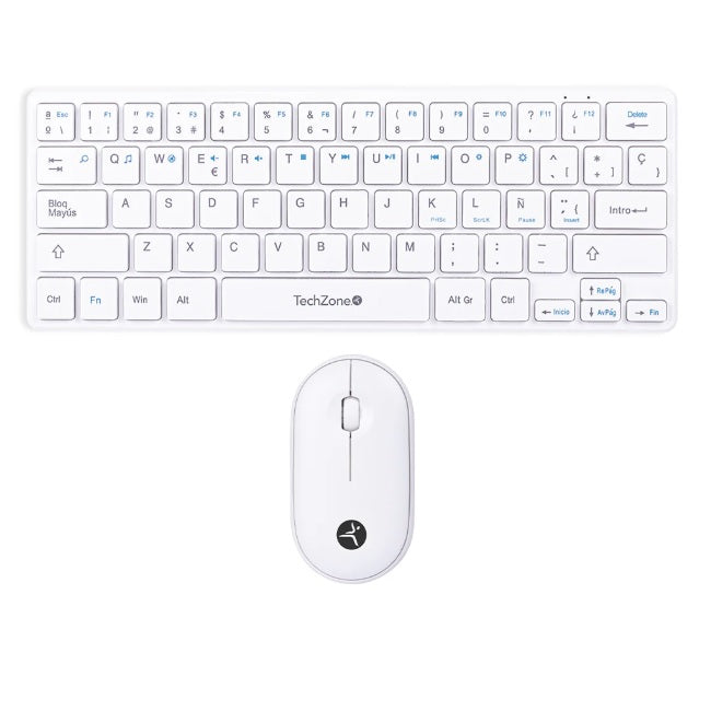 KIT Teclado y Mouse Young Pop inalambrico mini 64 teclas blanco