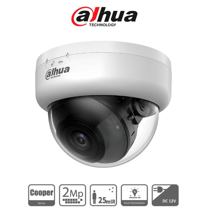 Camara Dahua DH-HAC-D1A21N-U domo HDCVI 1080p lente 2.8mm IR 20 m policarbonato IR Inteligente de Hasta 25 Mts WDR Digital/ Soporta HDCVI & AHD &