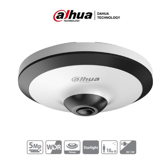 Camara Dahua DH-HAC-EW2501N fisheye HDCVI 5 mp 360 gds Ir 10 m WDR real 120dB microfono integrado interior