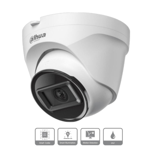 Camara Dahua DH-IPC-T1E20 IP domo 2 mp lente 2.8 mm 99 gds IR 30 m alimentacion PoE IP67