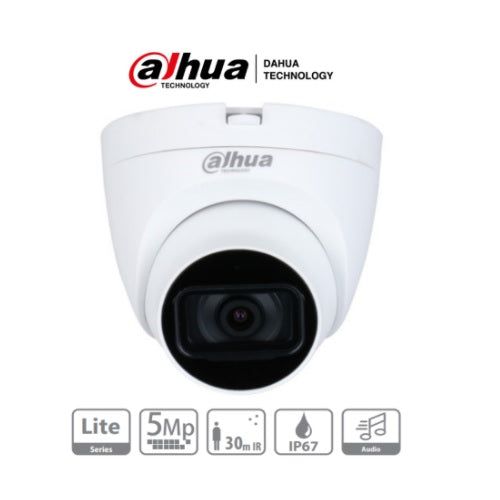 Camara Dahua DH-HAC-HDW1500TLQN-A domo 5 mpx lente 2.8mm IR 30 m plastico exterior microfono starlight IP67