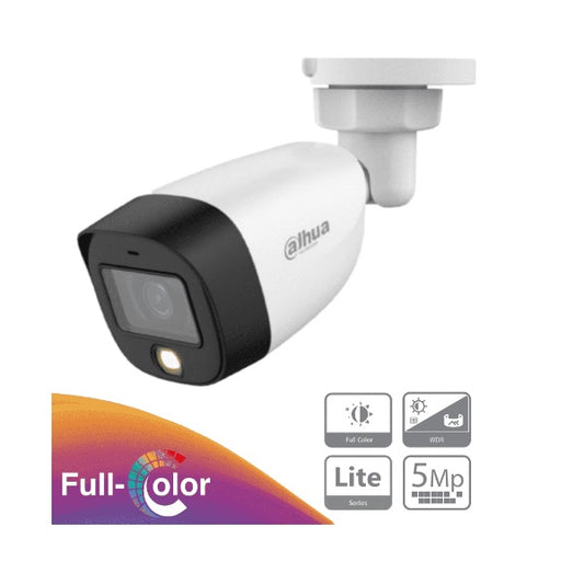 Camara Dahua DH-HAC-HFW1509CN-LED-0280B bullet full color 5 mpx lente 2.8 mm IR 20 m metal 112 gds starlight IP67