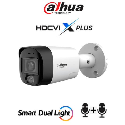 Camara Dahua DH-HAC-HFW1801RMN-IL-T bullet 4k HDCVI X PLUS/ Lente 2.8mm / Audio Bidireccional/ 106 Grados de Apertura/ Iluminacion Dual metalica