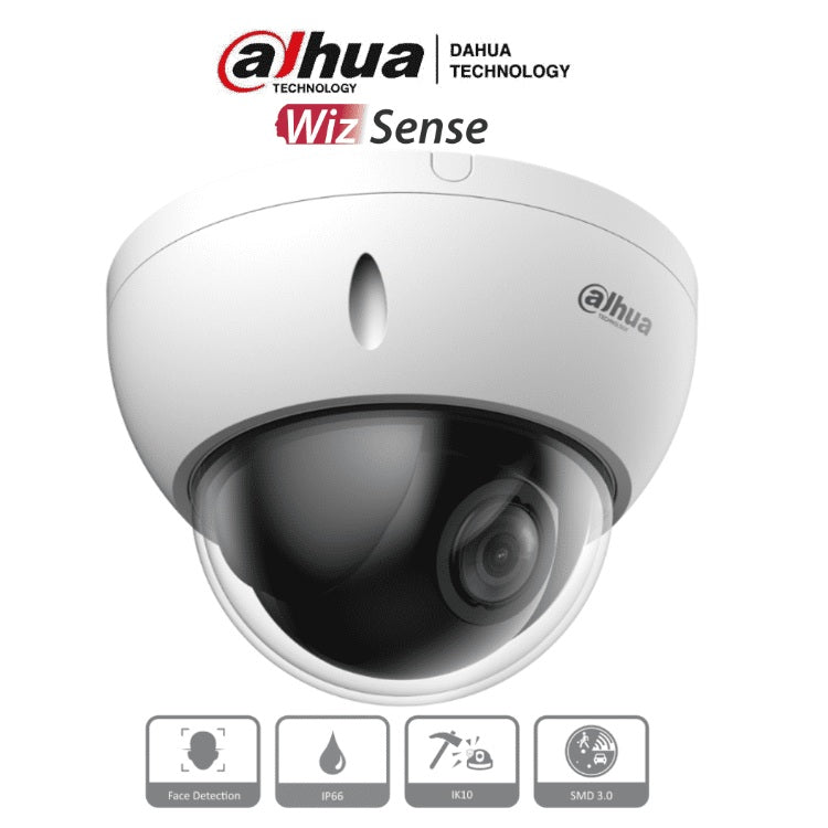 Camara Dahua SD22204DB-GNY IP PTZ de 2 Mpx / WizSense/ 4x de Zoom optico/ Starlight /Deteccion facial/ SMD 3.0/ Antivandalica IK10/ Exterior IP66/ Proteccion perimetral / Ranura para MicroSD/ P