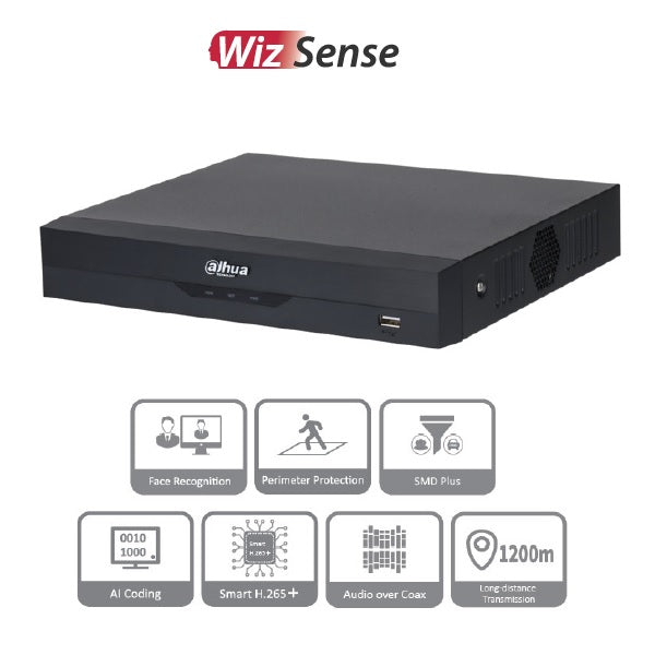 DVR Dahua DH-XVR5108HS-4KL-I3 8 canales 4k wizsense +8 ip hasta 16 canales ip reconocimiento facial IA