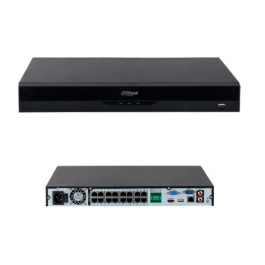 NVR DAHUA 16 CANALE 8 MEGAPIXELES /16 CANALES IP/ WIZSENSE/ 4K CON IA / 16 PUERTOS POE / 2 BAHIAS DISCOS DUROS / 1CH RECONOCIMIENTO