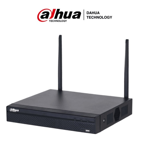 NVR Dahua DHI-NVR1108HS-W-S2-CE WIFI de 4 mpx 8 canales ip h.265 salidas HDMI&VGA 1 bahia de disco duro 1 E&S de audio onvif