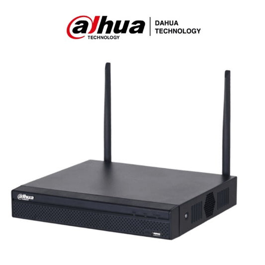 NVR Dahua DHI-NVR1108HS-W-S2-CE WIFI de 4 mpx 8 canales ip h.265 salidas HDMI&VGA 1 bahia de disco duro 1 E&S de audio onvif