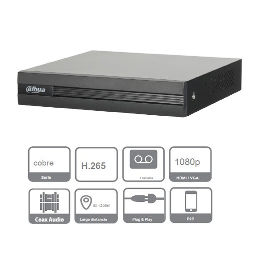 DVR DAHUA COOPER-I 4 CANALES 5 MPX WISENSE+ 2 IP O HASTA 6 CANALES IP/ 4 CANALES CON SMD / H.265+