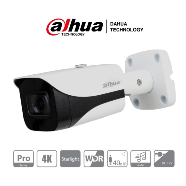 Camara Dahua DH-HAC-HFW2802E-A-0360B bullet starlight 4 k 8 mpx lente 3.6 mm 0.005 lux color 40 m IP67