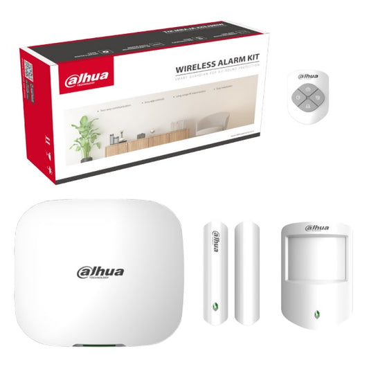 Kit Dahua DHI-ART-ARC3000H-03-W2 de alarma inalambrico WIFI y ethernet incluye panelt un sensor de movimiento control magnetico y control remoto
