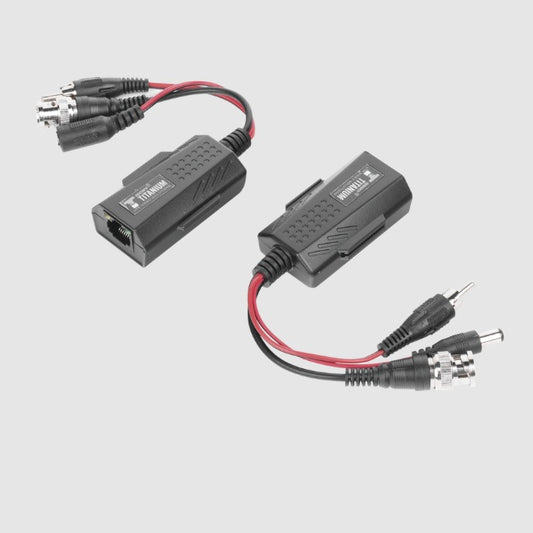 Kit transceptores Epcom TT-101-PVA-TURBO envía alimentación 12V/24Vcc/AC video y audio a una distancia de hasta 150 m en 4K para aplicaciones de video por UTP Cat 5e 6 en alta definición.