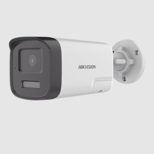 Camara Hikvision DS-2CE17D0T-LTS bala turboHD 2 mpx 1080p lente 3.6 mm Ir de 40 m + 40 m luz blanca microfono y bocina integrado exterior IP67