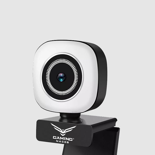 Cámara Web Naceb 1080P 30FPS con Micrófono luz LED modelo NA-0958 color Negro con Blanco