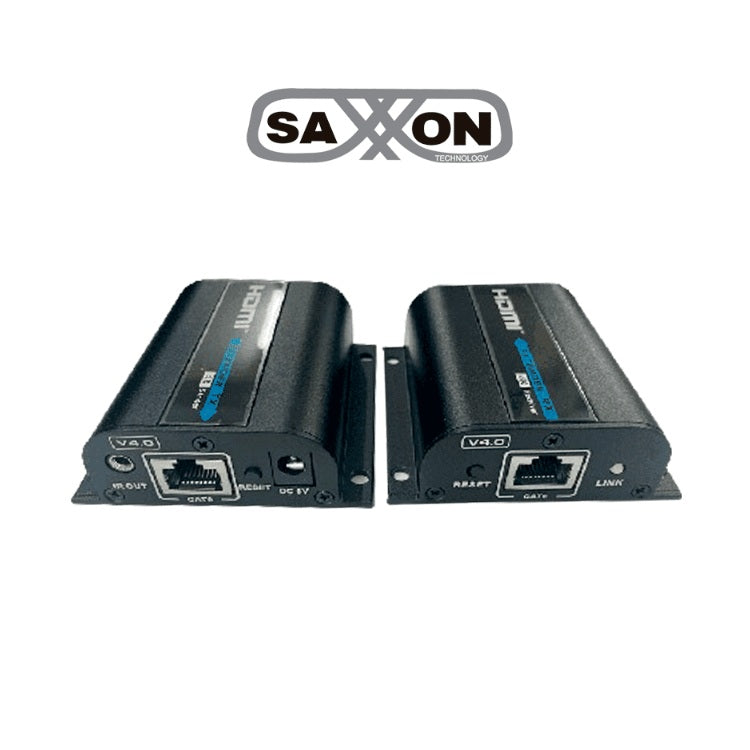 Kit Extensor Saxxon LKV372PRO-4.0 de video HDMI/ Resolucion 4K/ CAT 6/ 6A Cobre / PoC/ Hasta 50 metros/ Loop HDMI en transmisor/ Transmisor IR/ Plug and play/