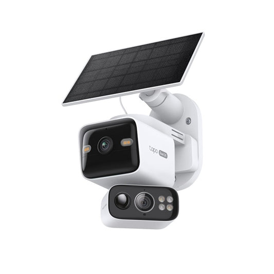 Kit cámara Wi-Fi y panel solar TP-Link Tapo C645D KIT 2K 3MP (2304 x 1296 px) lente dual (fijo y pan/tilt) vision 165 grados Starlight slot MicroSD hasta 512GB batería recargable 10000 mAh