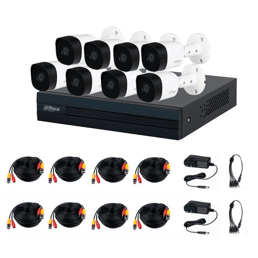 Kit DAHUA KIT/XVR1B08-I/8-B2A21N-U - Kit con DVR Cooper-I WizSense de 8 Canales ofrece 8 cámaras de 2 MP con visión 1080p tecnología de IA y Comp H 265