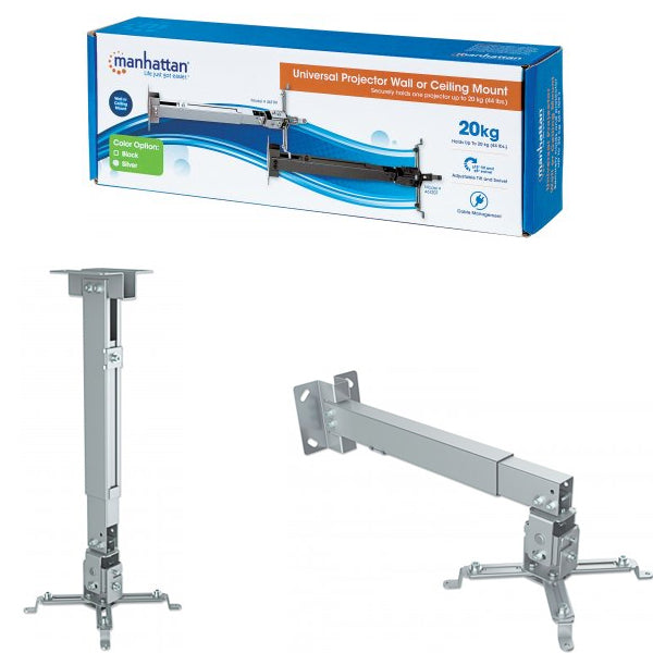 Soporte Manhattan para Proyector en Techo o Pared 20KG altura ajustable Plata