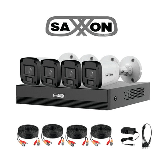 Kit Saxxon SUA-KIT/XVR1E04-I/4-B20P-0280B - Kit 4 Canales HDCVI 1080P/ 4 Camaras B20P 2.8mm Apertura Hasta 100°/ Grabador Soporta Hasta 5 Canales IP y