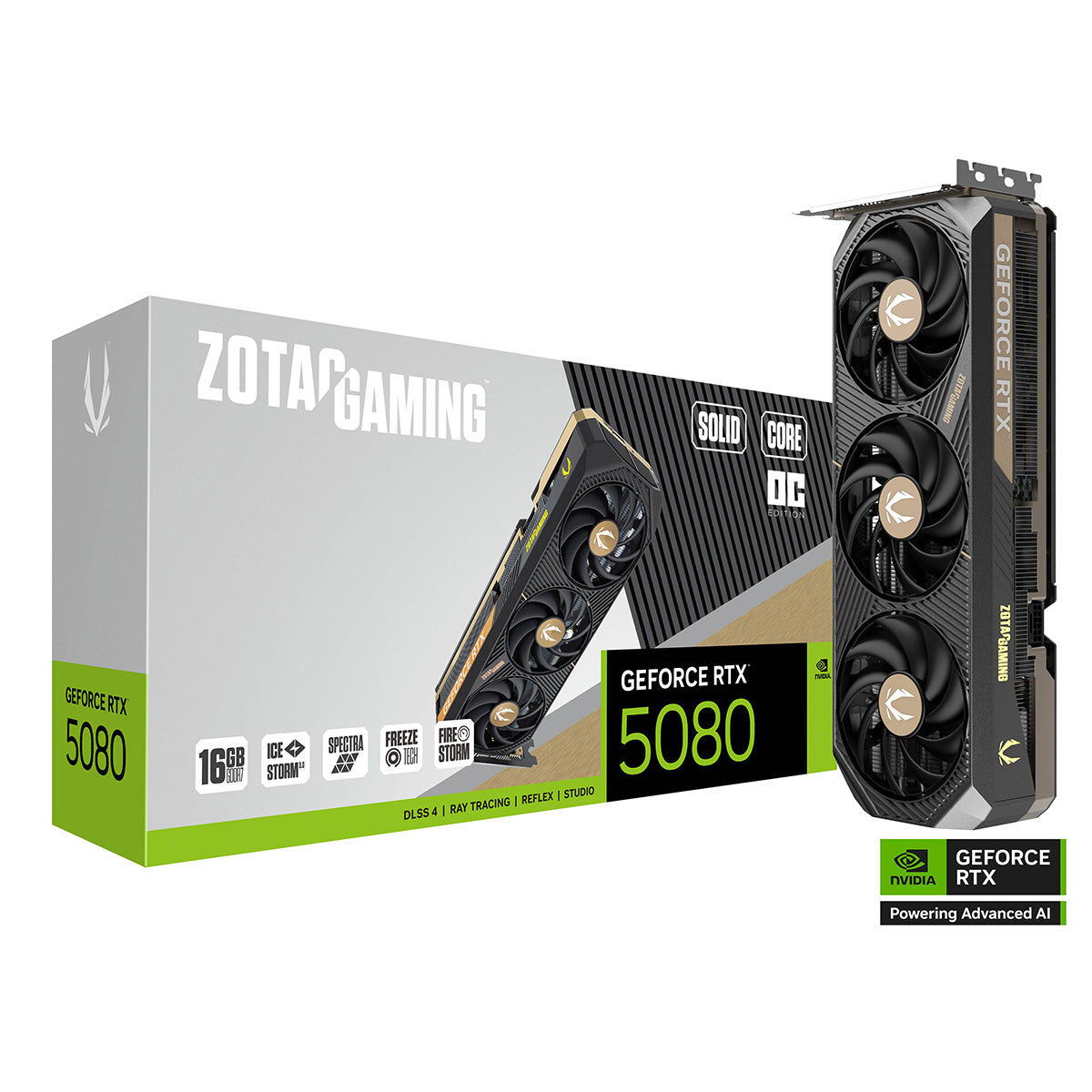 TARJETA DE VIDEO ZOTAC (ZT-B50800J2-10P) RTX 5080 SOLIDÂ CORE OC,16GB GDDR7,2640 MHZ,PCIE 5,3*FAN.TECH