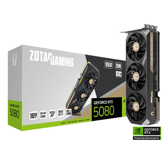 TARJETA DE VIDEO ZOTAC (ZT-B50800J2-10P) RTX 5080 SOLIDÂ CORE OC,16GB GDDR7,2640 MHZ,PCIE 5,3*FAN.TECH